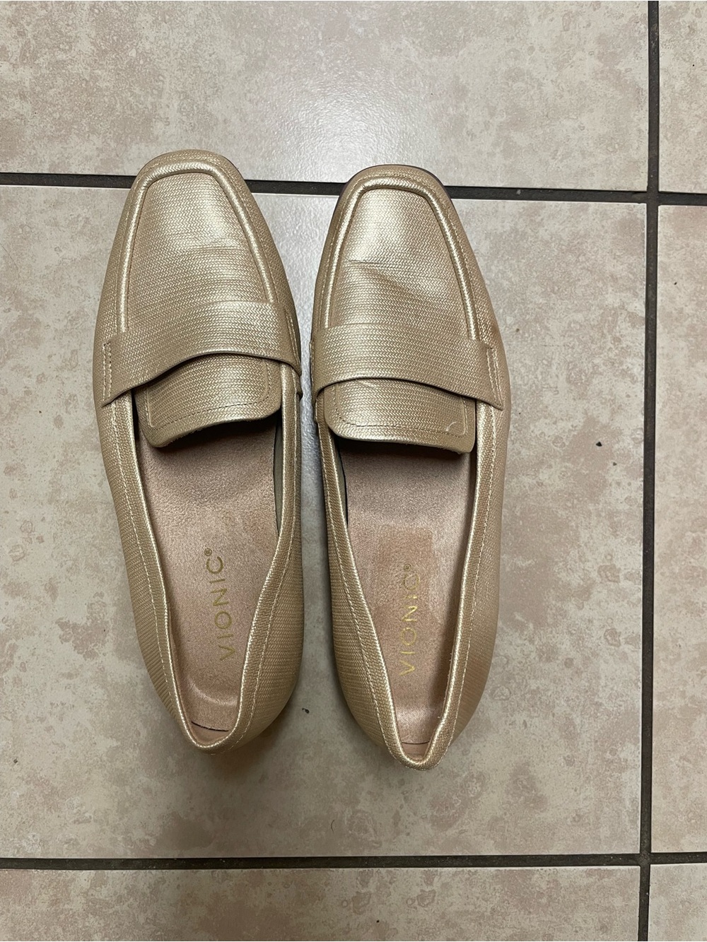 Vionic Metallic Gold Penny Loafers